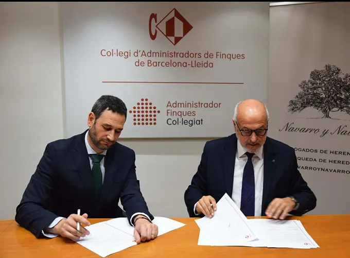 Firma convenio colaboración gipuzkoa navarro y navarro con el colegio administradores Barna Lleida